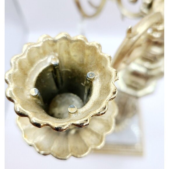 Vtg Dilly Candelabra 5 Arm Gold 12" Candle Stick Holder Marble Base W/ Crystals - Picture 4 of 15